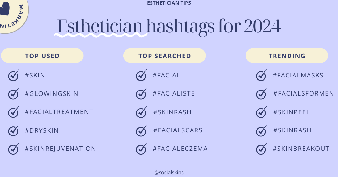 Los mejores hashtags de esteticistas para 2024 - Social Skins